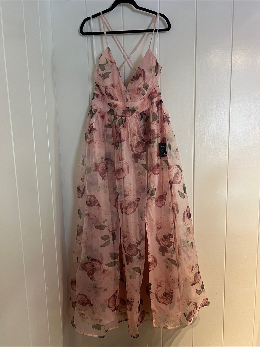 Pink Floral V-Neck Strappy Maxi Dress